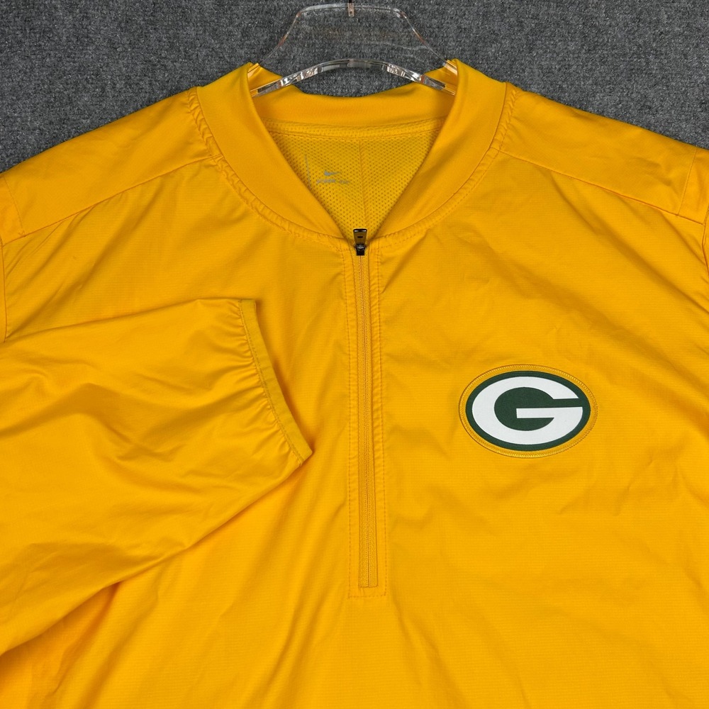 Nike Green Bay Packers Jacket Mens XL Yellow Storm-Fit Quarter Zip Windbreaker